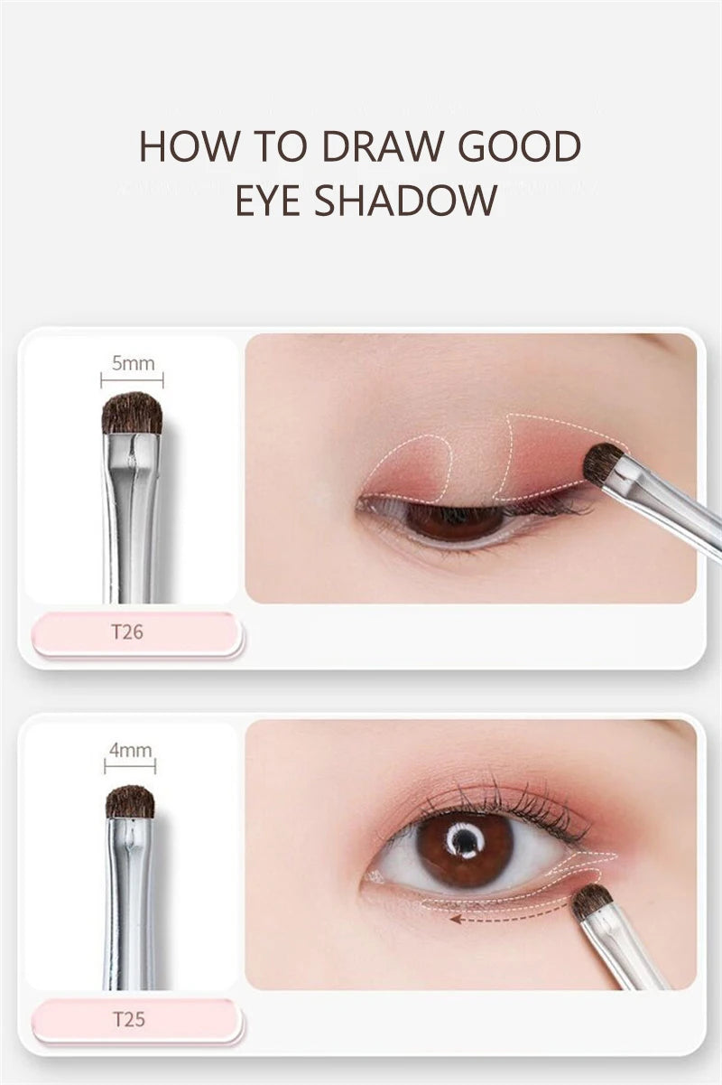 Small Angle Precise Detail Eyeshadow Brush Soft Horse Hair Eyelid Highlighter Lying Silkworm Makeup Brushes Eyes Make Up Tools